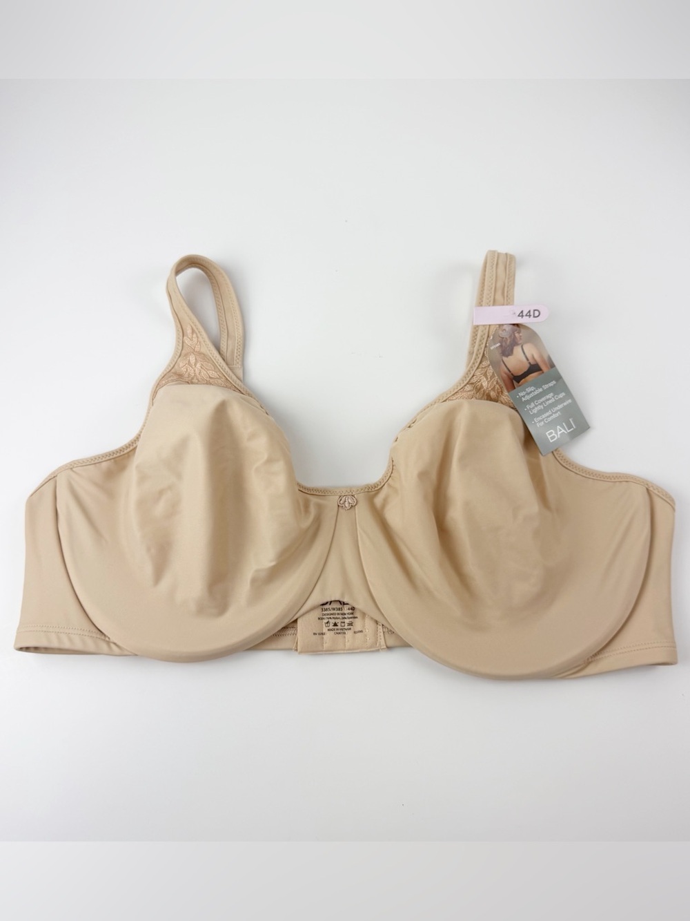 Bali Bra 44D Beige Passion for Comfort Seamless Underwire Minimizer NWT 3385